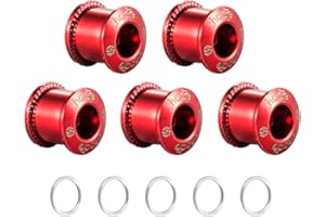 Chooee Tuercas y Tornillos de Plato de Bicicleta, Tornillos M8 para Platos monoplato/Dobles Shimano/SRAM (Rojo/Negro/Azul/Naranja)