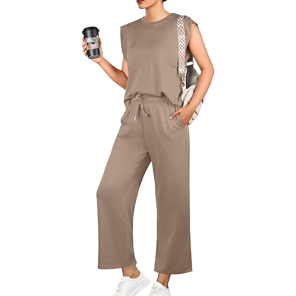 Wikoan Pyjama set voor dames geribbelde trainingspakken set korte mouwen tops en wijde pijpen broek 2-delige outfits loungewear nachtkleding met zakken trekkoord, Lichtblauw, XL Wikoan Pyjama set voor dames geribbelde trainingspakken set korte mouwen tops en wijde pijpen broek 2-delige outfits loungewear nachtkleding met zakken trekkoord, Lichtblauw, XL