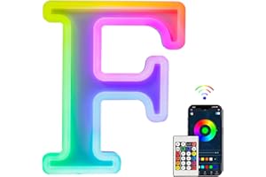 Tosakey Light Up Letters, LED Letter Lights Sign 18 Color Changing with Bluetooth App Remote Night Lights Gift for Girl Boy Women Birthday Christmas Party Wedding Bar Decor (F)