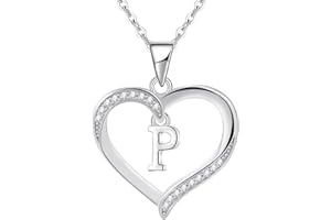 Cosie Lily Collar Mujer Colgante Corazon Collar con Inicial A-Z,Collar Plata de Ley 925 26 letra Colgante Plata Mujer Joyeria Mujer Regalo Mujer Original Para Mamá,Novia,Cumpleaños San Valentín Regalo