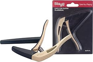 Stagg Plat Effet Capodastre pour guitare classique bois clair