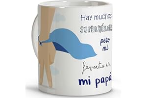 LolaPix Taza Súper Papá. Taza Día del Padre. Tazas Desayuno Originales. Taza Cerámica 330 ml. Regalos con Frases. Súper Padre