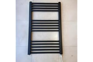 GREENEDHOUSE Greened House 500w x 800h Black Electric Straight Heated Towel Rail Bathroom Radiator