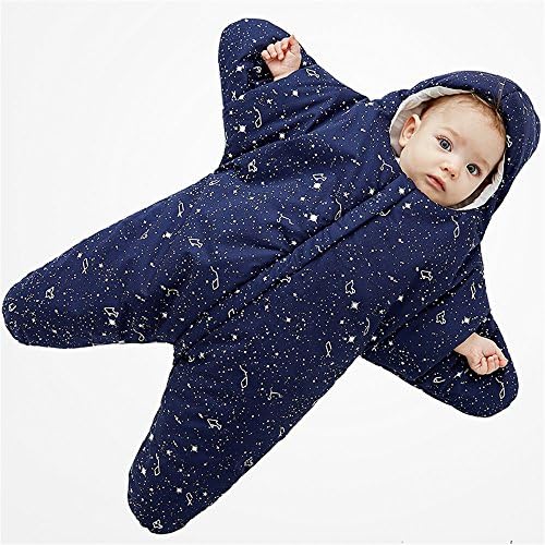 VARANO Cute Starfish Wearable Baby Sleeping Bag, 100% Organic Cotton, 0-8 Month, Autumn Winter (Navy)