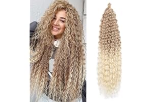 ‎DSOAR Deep Twist Crochet Hair Wasserwelle Twist Haarbündel Synthetische lockige Flechtfrisur Haarverlängerung Ombre Kinky Curl Flechthaarteil, 22 Zoll 3 Packungen