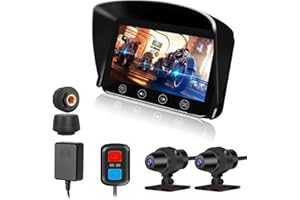 VSYSTO Dashcam Moto Caméra de Moto Camera Moto Double Lentille 1080P Caméra Avant et arrière DVR Moto Écran LCD 4,5 '' Grand Angle 130 ° Caméra de Sport étanche WiFi GPS Drag Racing