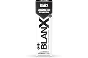 BlanX, Dentifricio Black, Dentifricio Sbiancante e Antimacchia, Con Carboni Attivi e Licheni Islandici 100% Naturali, Rimuove Macchie da Caffè Fumo e Tè, Vegan Friendly, 75ml