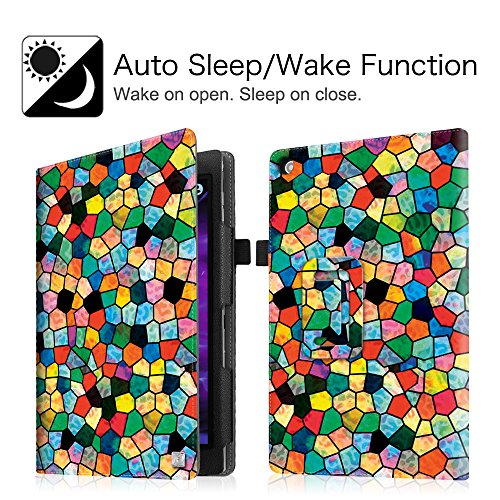 Fintie Medion Lifetab S10351 S10352 X10301 X10302 MD 99666 Hülle Case – Folio Kunstleder Schutzhülle Tasche Cover Etui mit Ständerfunktion und Stylus-Halterung für Medion Lifetab S10351 S10352 X10301 X10302 Tablet-PC (10.1 Zoll), Mosaic - 3