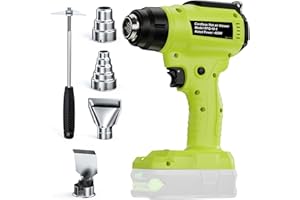 GGIKING P108 Pistolet à air chaud sans fil pour Ryobi 18 V One+ sans batterie (sans batterie) Pistolet à air chaud pour soudure, cintrage de tuyaux, retrait de peinture, pistolet à air chaud avec 4 buses