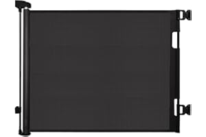 DEARLOMUM Barrière de Sécurité Rétractable pour Bébé et Animaux Chiens, Extensible de 0-140cm, Porte de Sécurité pour Escaliers, Couloirs et Portes – Utilisation Intérieure et Extérieure noir