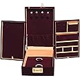 DigiRake Jewellery Organizer For Women - Rexine | Earrings Organizer Box For Girls | Ring Box | Necklace Organizer Box | Locker Box For Jewellery | Gift For Girls & Women (Maroon - Velvet)