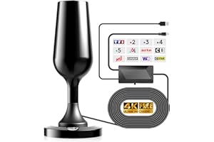 DGUPSP Antenne TV Intérieure Puissante TNT HD, 2025 Le Plus récent Antenne TV Intérieur avec Amplificateur de Signal à Gain Élevé, Réception Longue Portée à 360° avec Base Magnétique Solide - Noir