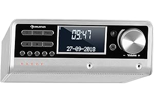 auna Intelligence Dab+ Radio de Cuisine - Radio Dab+/FM, 5 RMS, Contrôle Vocal Via Alexa-VoiceControl, Spotify, Bluetooth, Compatible Multiroom, Argent