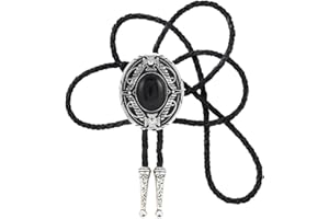 STARBRILLIANT Corbata De Bolo Estilo Celta De Piedra Natural Con Cuerda De Cuero De Vaca Negra Hecha A Mano