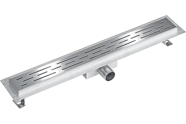tectake® Caniveau Douche Italienne Siphon Douche Sol d'évacuation en Acier Inoxydable 60 cm Grille caniveau Anti Odeur Accessoire Douche Grille de Douche Sol Salle de Bain