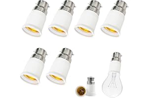 EIAIGKY 6 Pièces Adaptateur B22 e E27, Adaptateur Ampoule Baillonette vers Vis Convertisseur de Douille Baïonnette B22 vers Vis E27, 0-250V, pour Ampoules LED, Incandescente Halogène et CFL pour Eclairage