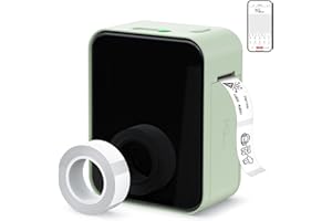 NGTeco Imprimante d'étiquettes Bluetooth rechargeable, étiqueteuse sans encre avec un rouleau de papier d'étiquette, plusieurs modèles symboles de police pour la maison, la cuisine, l'école compatible