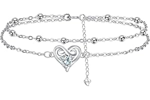 Yinsen Cavigliera Donna Argento 925 Cavigliera Doppia Catena stile bohémien-Idea Regalo per Gioielli Moglie, Fidanzata e Amiche 22+4cm Regolabile