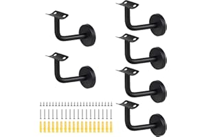 SUPAWAY Support main courante Acier inoxydable supports de rampe main Supports de main courante d'escalier Support mural de rampe en bois pour rampes d'escalier intérieures et extérieures (Bend-6Pcs)