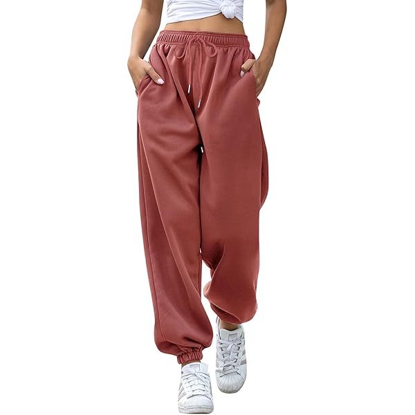 Jhsnjnr Joggingbroek voor dames, lang, comfortabele sweatbroek, hoge taille, trainingsbroek met zakken, vrije tijd, baggy sweatpants, sportbroek, Donkerblauw, L