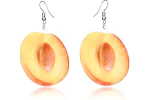 YONGHUI Personalised Fruit Drop Earrings For Women Ladies Girls Peach Mango Banana Cantaloupe Avocado Coconut Tree Grape Pear Grapefruit Hypoallergenic Earring Summer Jewellery Gifts Silver