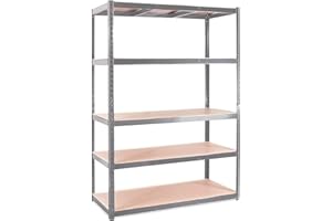 G-RACK Garage Shelving Units: 180 x 90 x 40-1 Bay - Grey - 5 Tier