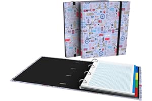 Grafoplás 88102627. Carpeta 4 Anillas Troqueladas, A4, Recambio 100 Hojas Cuadrículadas 5x5, Separadores, Sobre Transparente, Lomo Curvo, Carpebook, Colección Epluche, Londres