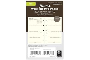 Filofax Agenda 2026 26-68124, formato mini, settimana su due pagine, 4 lingue, color crema