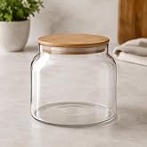 Bambu Kapaklı Cam Kavanoz 2000 ML Kuru Gıda Saklama Kabı