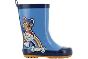 Leomil Pat Patrouille Bottes de Pluie Enfant d’Age 1 à 6 Ans, Botte en Caoutchouc pour Garçon et Fille, Chaussure Bleue Confortable avec Chase et Marcus, Idéal pour Les Promenades par Temps Pluvieux