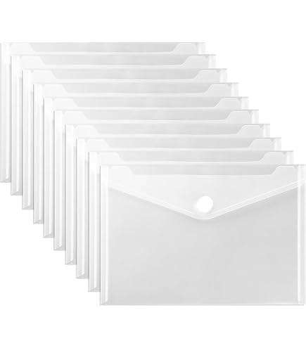 Pochette Plastique A5,Pochette A5,Pochette Rangement,12 Pièces Pochette Document,Pochette