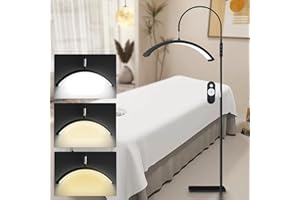 YUNJYI'S Lampadaire à Cils Demi-lune, Pliable et Rétractable Lampe pour Extension de Cils avec télécommande et à Intensité Variable,3000K-6000K,lampe esthetique professionnel pour tattoo,Maquilleurs (Noir)