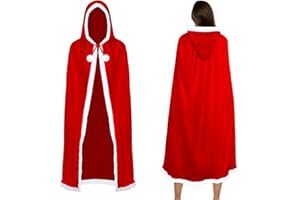 LUYANFX Weihnachten Santa Umhang, Weihnachtsmann Mantel, Rote Samt Weihnachtsmantel, Weihnachtsmantel Cape Damen, Weihnachtsoutfit Damen, Weihnachtskostüm für Feiertagspartys, Cosplay, Maskerade