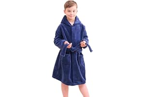 Piefry Peignoir à Capuche Doux pour Garçon Molleton Robe de Chambre Vêtements de nuit Enfants