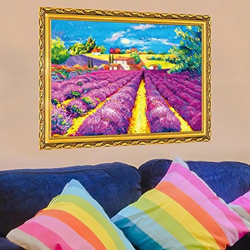 MiniWall Creative Living Room Bedroom Sofa Wall Sticker Animation Lavender Picture Frame Wall Paper Wall Paper Self-Adhesive Dream Oil Painting,The Fantasy Lavender Picture Frame,King