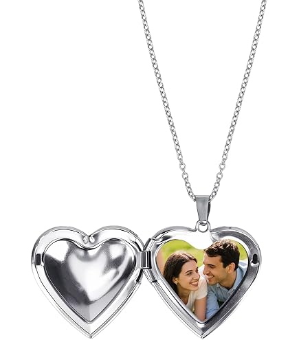 Collana Medaglione Apribile A Cuore In Acciaio Inossidabile, 2 Pezzi, Argento, Per Donne E Ragazze, Regalo Per Amiche E Sorelle