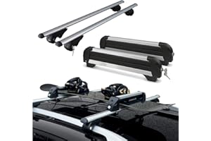 AU CO Barre portatutto in alluminio + Portasci 4 paia di sci o 2 snowboard per CUPRA FORMENTOR dal 2020 in poi con railing aperti