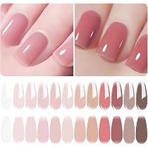 Vishine 12Pcs Sheer Pink Nude Jelly Gel Nail Polish Set Neutral ...