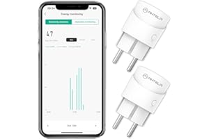 ANTELA Enchufe Inteligente Wifi Mini con Monitor de Energía, Compatible con Alexa y Google Home, APP Tuya/Smart Life, Temporizador, 2pcs
