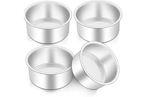 Onader 4 Inch Cake Tin, Stainless Steel Layer Cake Pans Set of 4, Mini Round Baking Tray Cake Mould for Birthday Christmas Wedding, One-Piece Design & Straight Side, Mirror Finished & Dishwasher Safe