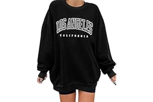 iudam Sweatshirt Damen Pullover Übergroßes Langarm Los Angeles Y2K Vintage Oversized Herbst Winter Casual Bluse Tops Oberteile