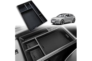 ‎BESTEVMOD BestEvMod Aufbewahrungsbox für Armlehne im Ioniq5, Organizer-Innenzubehör für Fahrzeuge, Tablett mit Kunststoffrand, kompatibel mit dem Hyundai V1 5 2022, Schwarz (V1).
