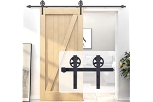 EGTINK Juego de Herrajes para Puerta Corredera de 230 cm,Kit de hardware Puerta de Colgante Madera,Acero al carbono Puerta Corredera de Granero