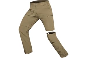 Hiauspor Hiking Trousers, Men's Zip-Off Outdoor Trousers, Summer Lightweight Trekking Trousers, Breathable, Quick-Drying, Functional Trousers, Softshell Trousers with 5 Deep Pockets