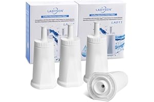LADYSON 4 Pack Coffee Machine Water Filter Cartridge for SES BES008 SES875 SES880, Softener Coffee Machine Filter Replacement for 990/980/500/878/875/880/920/810