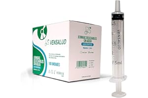 VENSALUD | Seringues jetables |Sans Aiguille et Sans Latex| Luer Slip | Cône central | Seringue stérile pour aliments, animaux de compagnie, Laboratoires, Vétérinaire | Mesure précise (2,5ml)