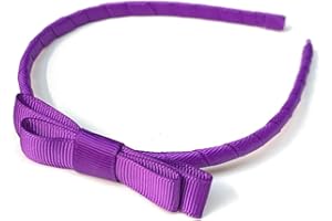 CAPRILITE Classic Girls Children's Hair Bow Alice Band Headband Handmade for School Wedding Birthday Party Gift- over 20 Colours (Purple)