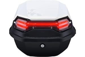 LGVOA Bauletto Moto, Impermeabile Bauletto Scooter per il Casco di Stoccaggio, Baule per Moto con Serratura, Bagaglio per Moto Scooter Motorino, con Piastra di Base (Bianco)