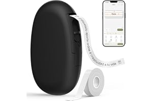 SUPVAN E10 etiquetadora Bluetooth, con Etiquetas Impermeables (15mm x 6 m/Rollo), Ideal para oficinas y hogares, Negro