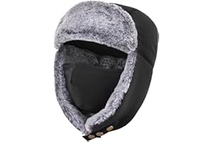 Unigear Wintermütze mit Ohrenklappen, Unisex Warme Schneedichte Fliegermütze Kunstfellmütze mit Winddichte Abnehmbarer Gesichtsmaske für Skifahren, Schlittschuhlaufen und andere Outdoor-Aktivitäten